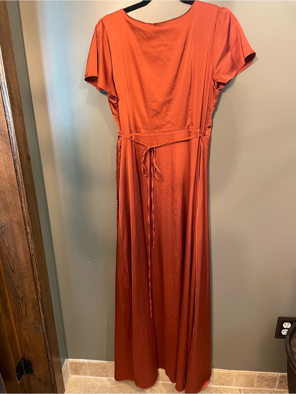 Baltic born Krystal satin wrap gown dress cinnamon color burnt orange size XL - Picture 5 of 9